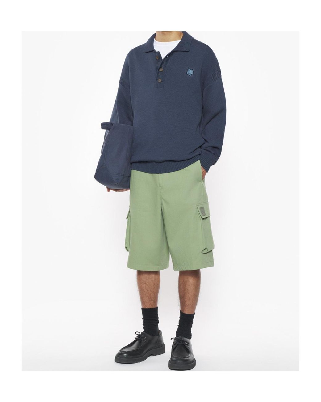 Maison Kitsuné Blue Maison Kitsuné Bold Fox Head Patch Comfort Polo Shirt for men