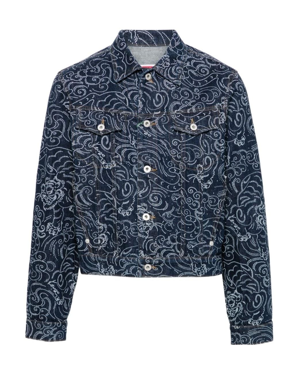 KENZO Blue Star Tiger Buttoned Denim Jacket for men