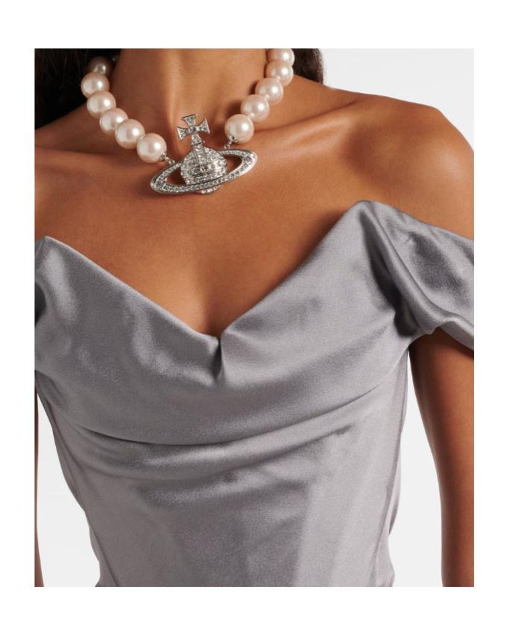 Vivienne Westwood Gray Bridal Nova Cora Satin Corset Dress