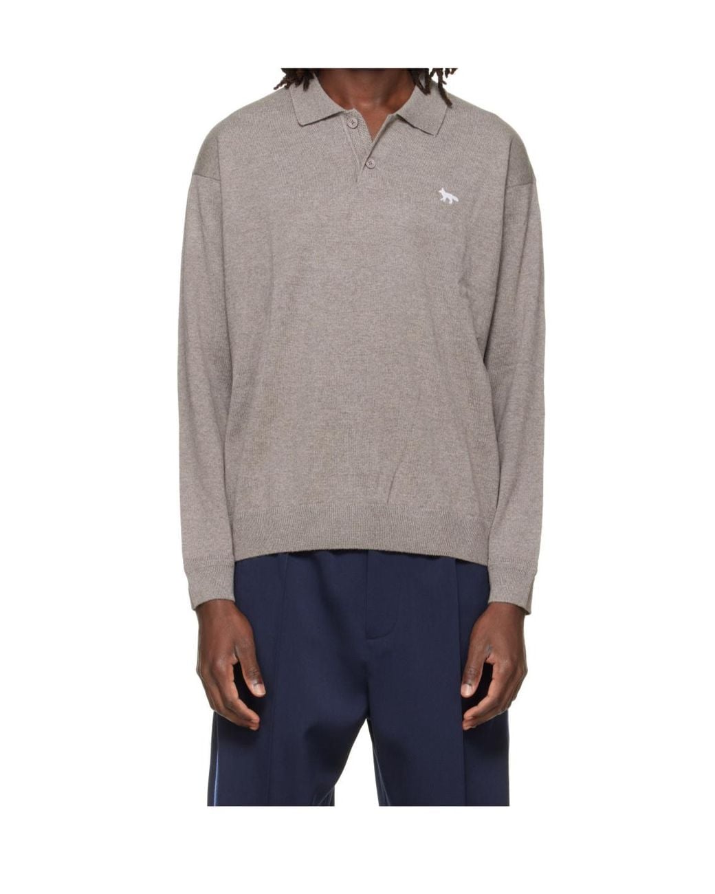 Maison Kitsuné Brown Long-Sleeve Polo Shirt for men