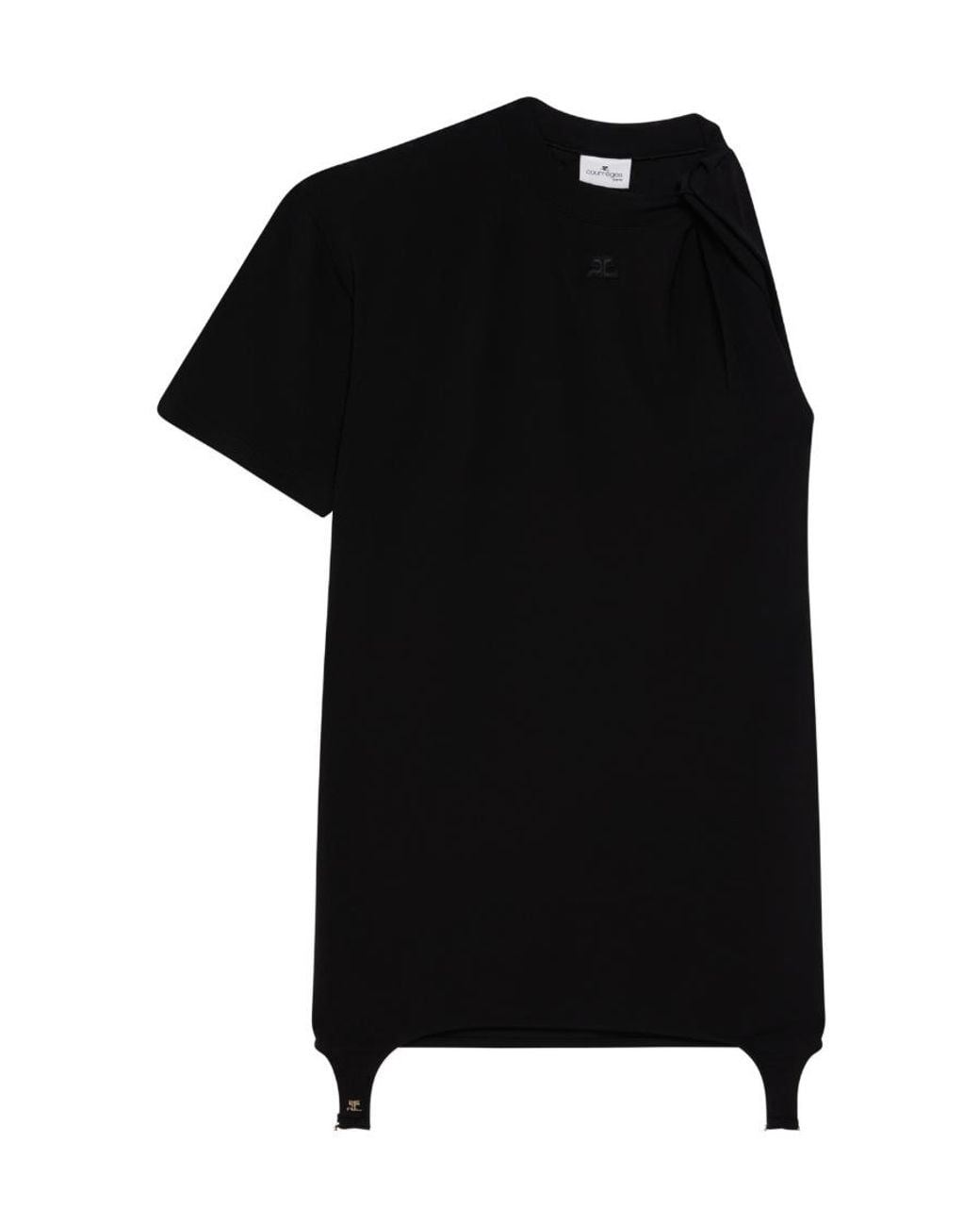 Courreges Black Twist-Detail Short-Sleeve Minidress