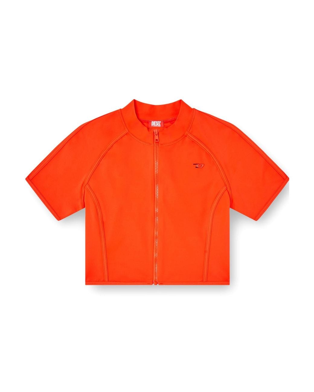 DIESEL Orange Skyler-D-Pop Zipped Cropped Swim Shirt
