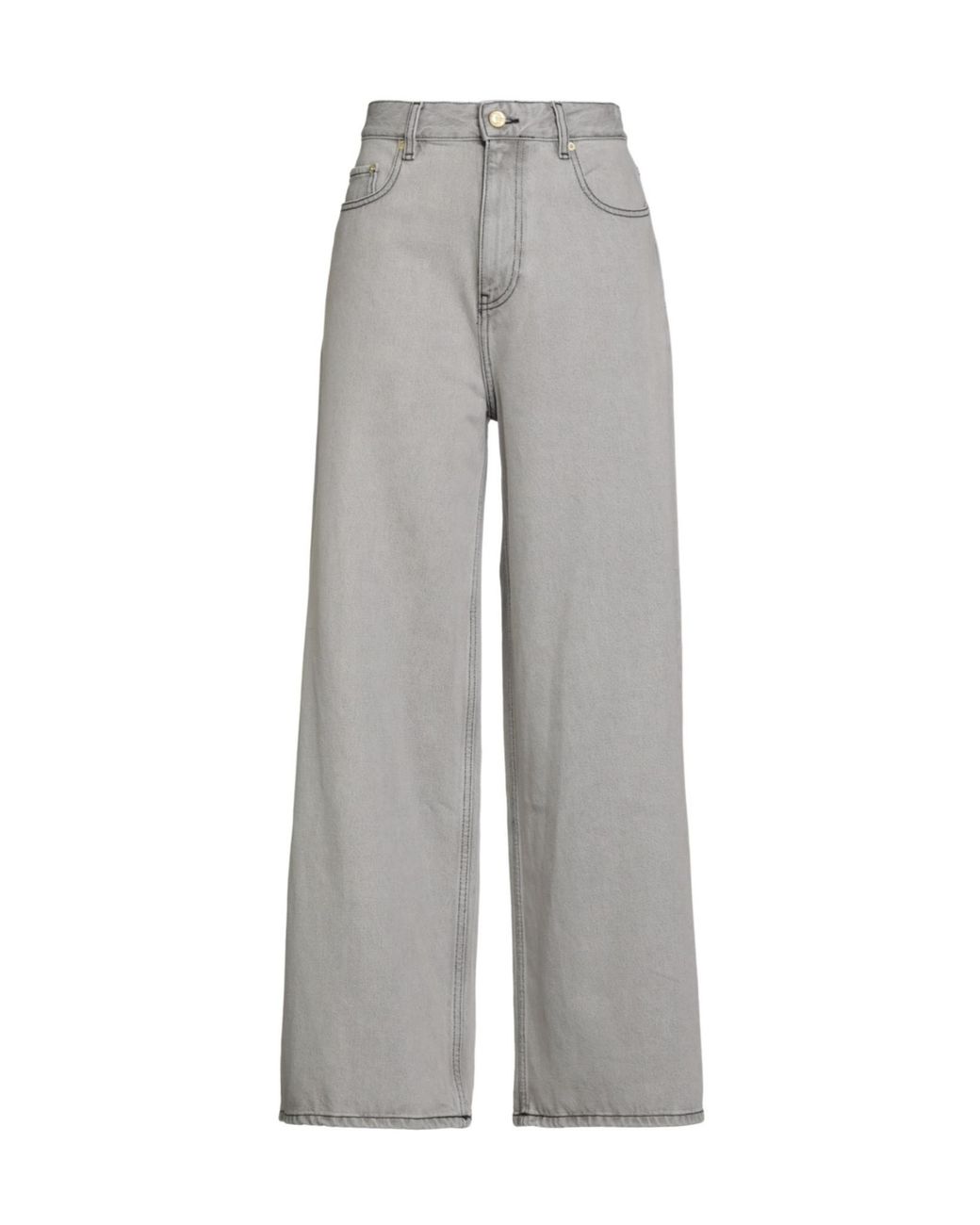 Ganni Gray High-Waisted Wide-Leg Jeans
