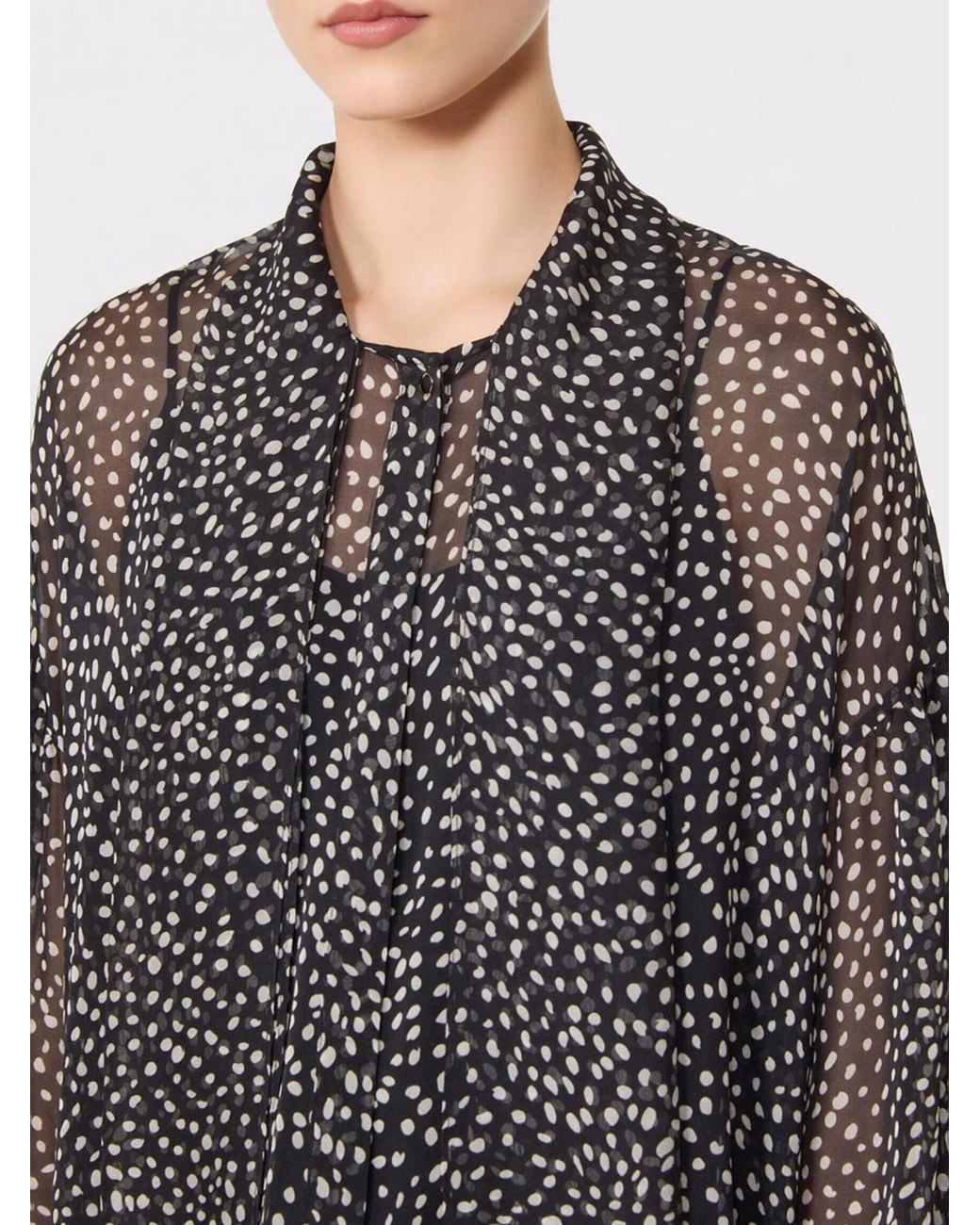 Max Mara Gray Studio Etere All-Over Printed Blouse