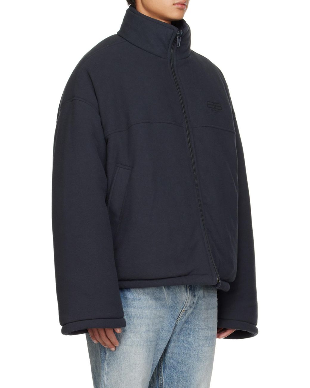 Balenciaga Blue Bb Paris Icon Reversible Puffer Jacket for men
