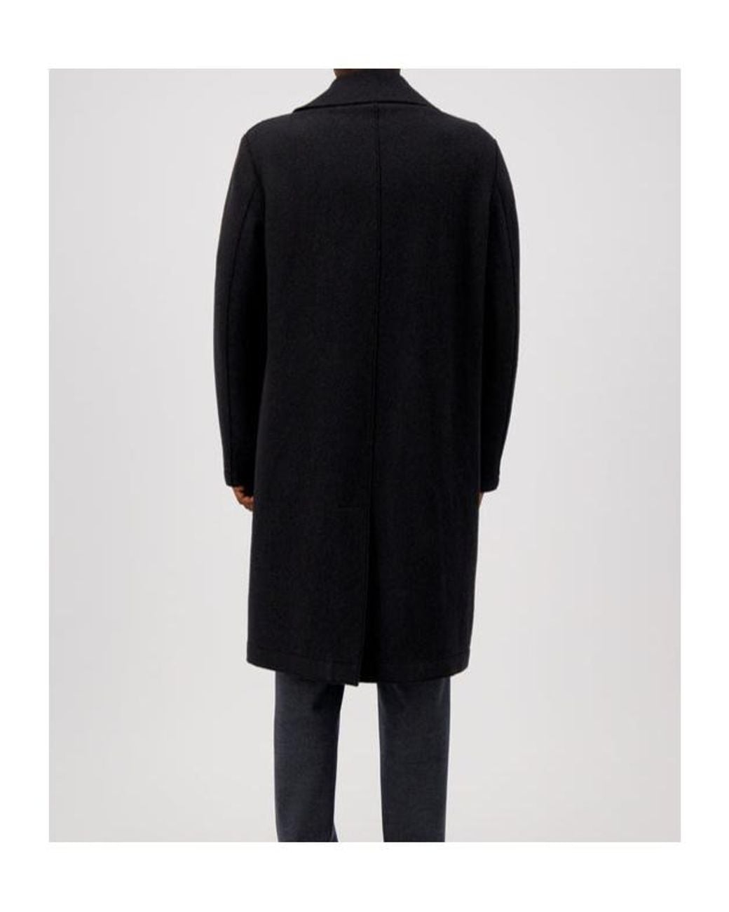 Harris Wharf London Black Double-Breasted Wool Coat for men