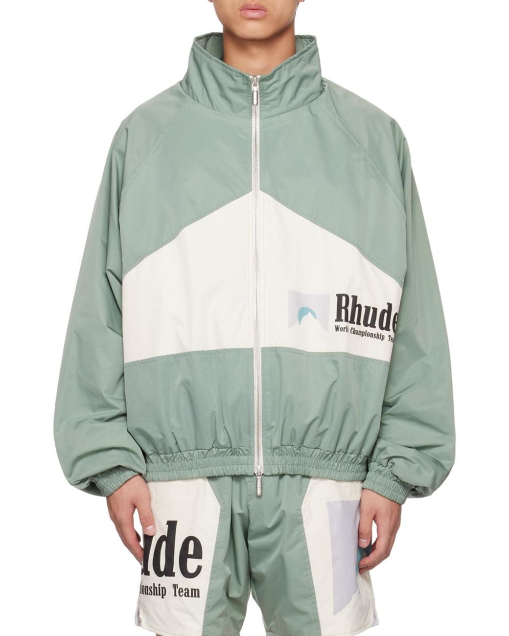 Rhude Green Sena Logo Printed Flight Jacket for men