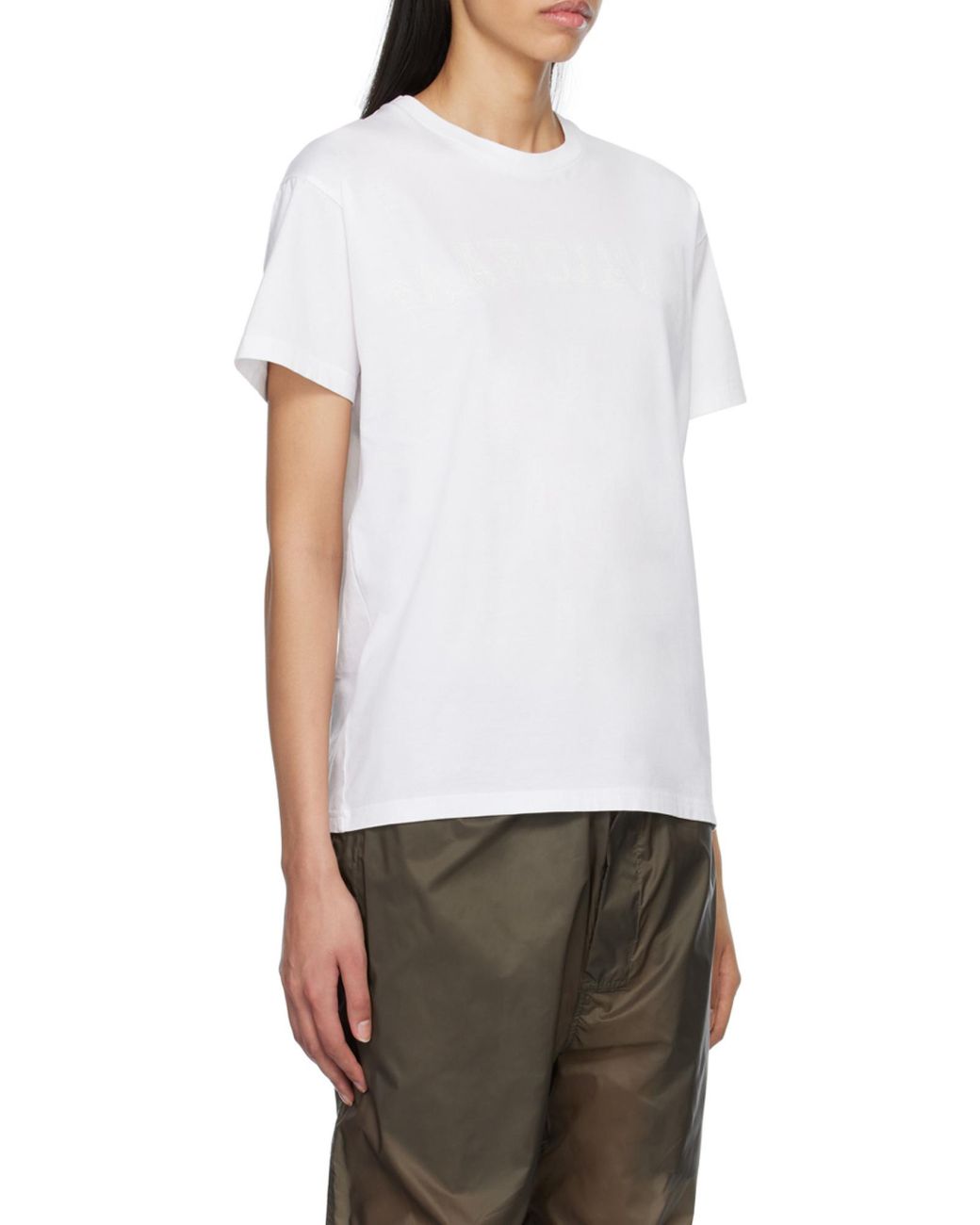 Maison Margiela White Logo Detailed Crewneck T-Shirt