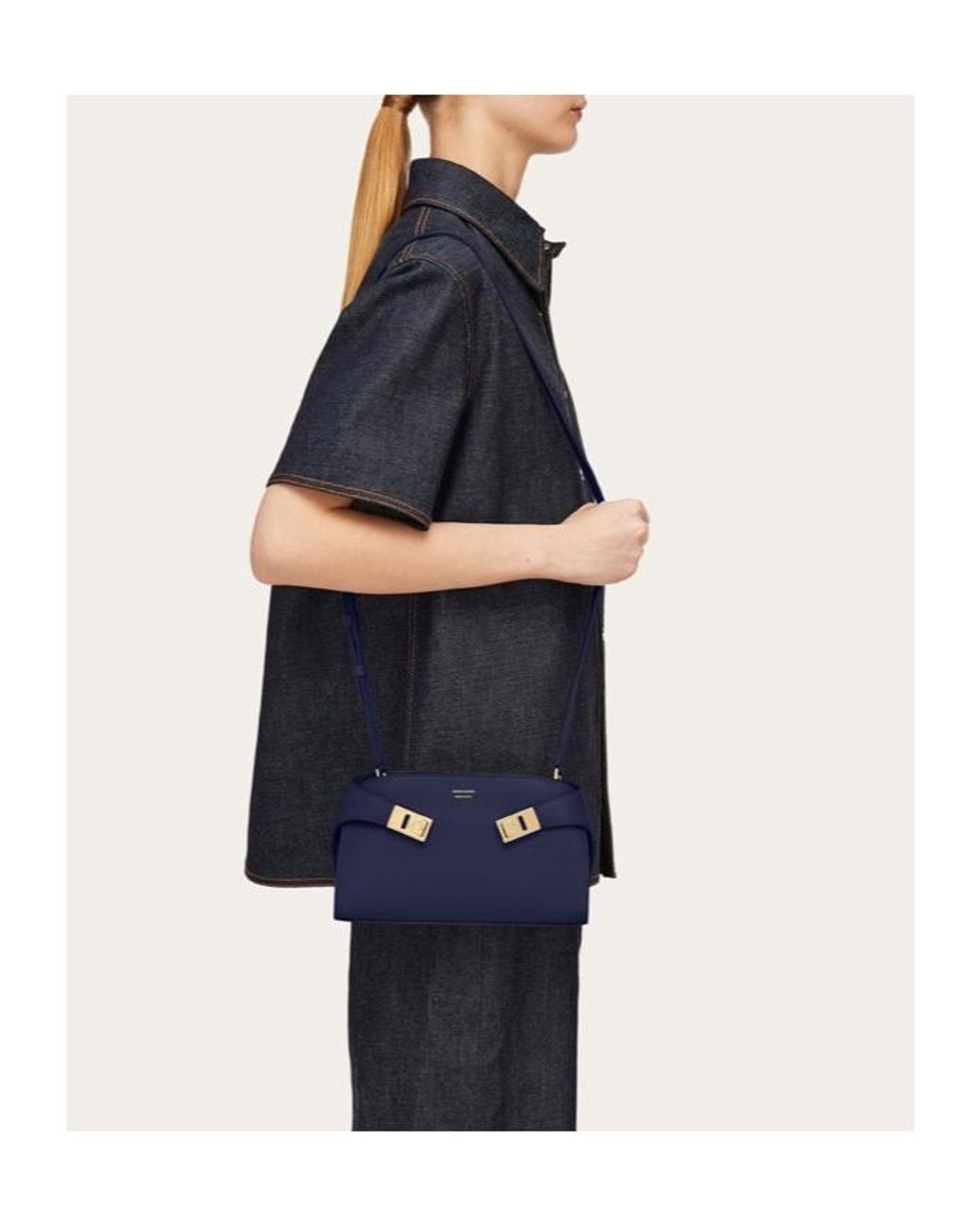 Ferragamo Blue Hug Mini Crossbody Bag