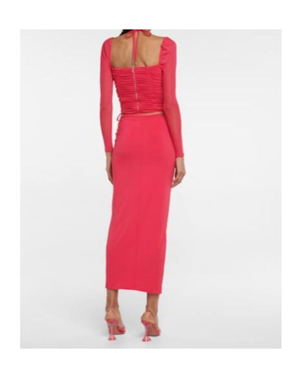 Self-Portrait Red Stretch-Jersey Top
