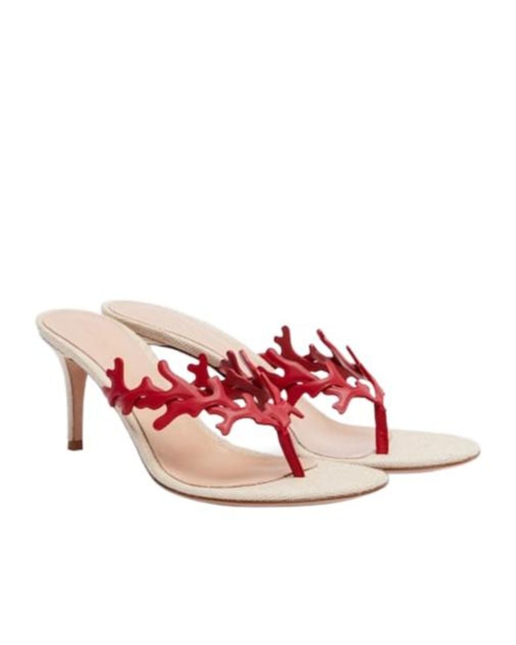 Gianvito Rossi Pink Canvas And Leather Thong Sandals