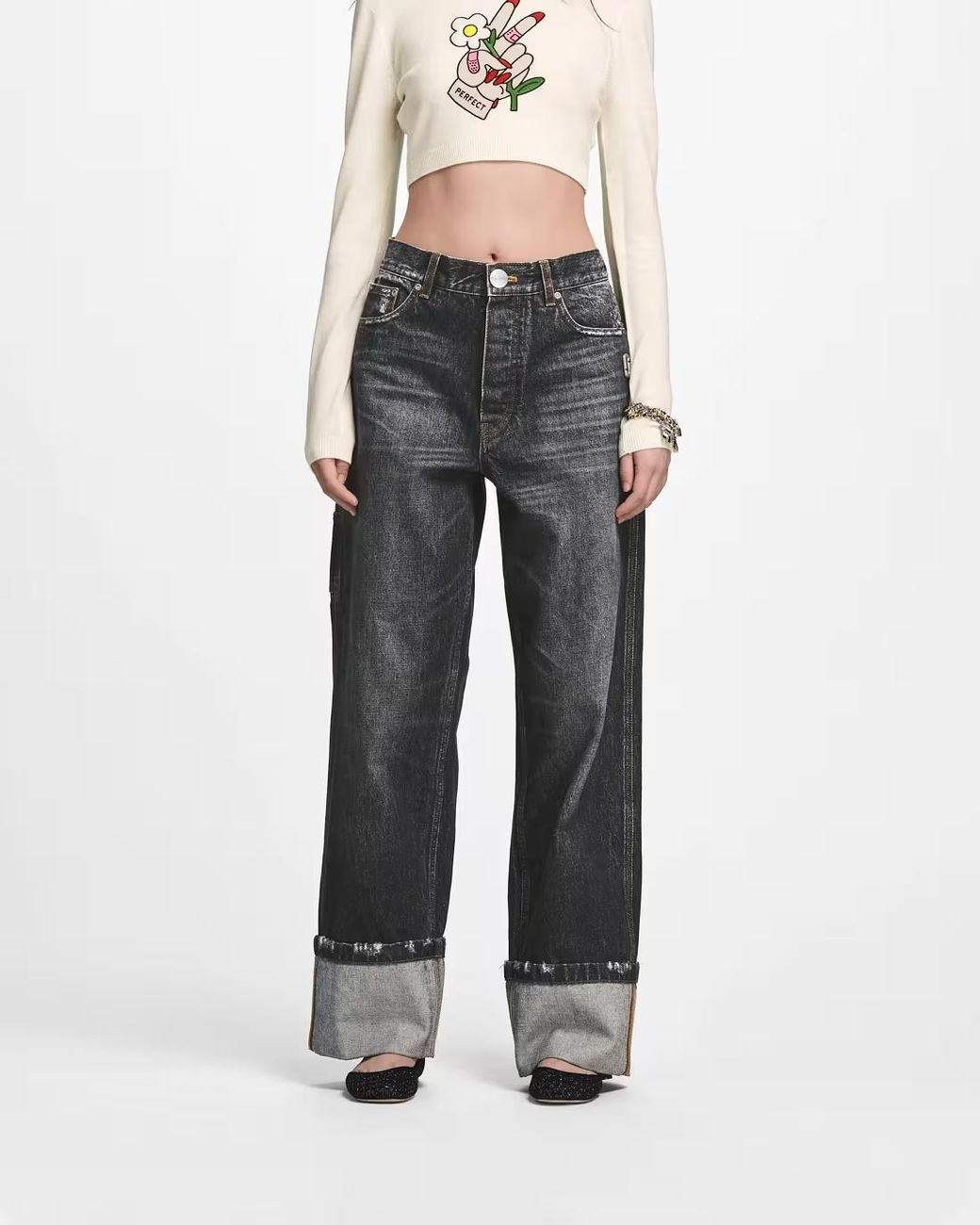Marc Jacobs Gray High Waist Wide-Leg Jeans