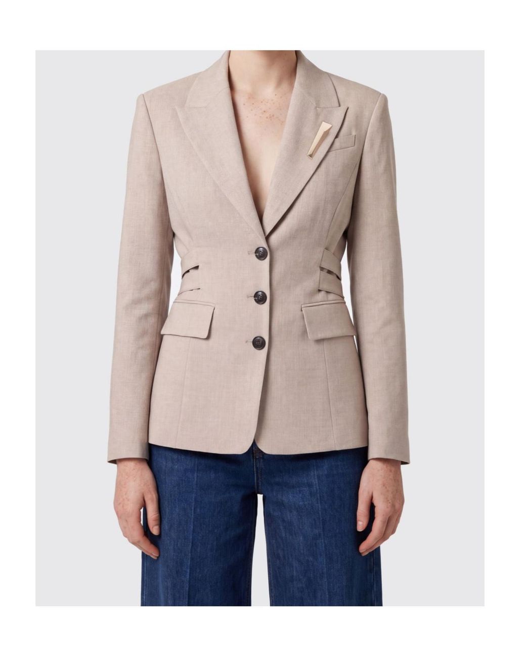 Liu Jo Gray Single-Breasted Belted Blazer