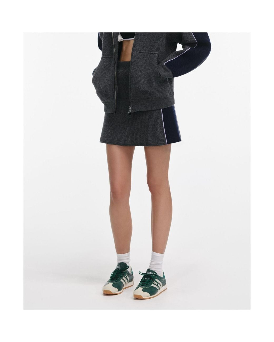 Self-Portrait Black Ribbed Knit Mini Skirt