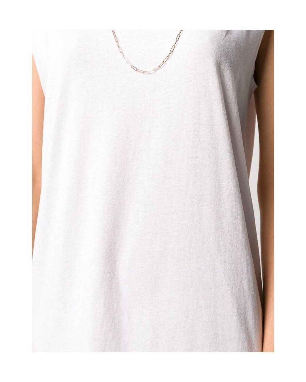 Saint Laurent White Round Collar Sleeveless Dress