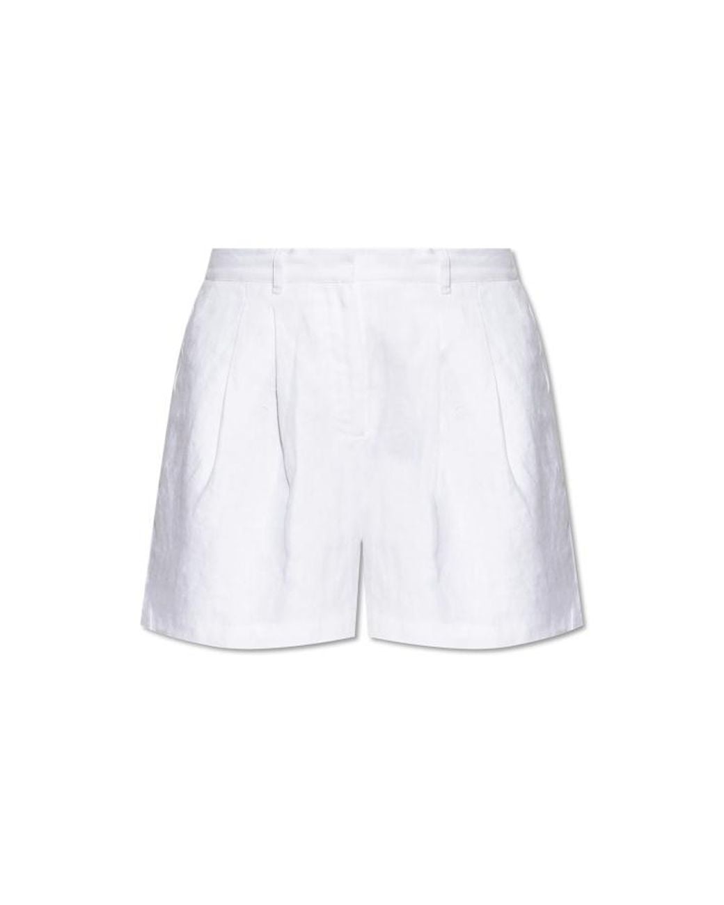 Posse White Front-Pleat Shorts