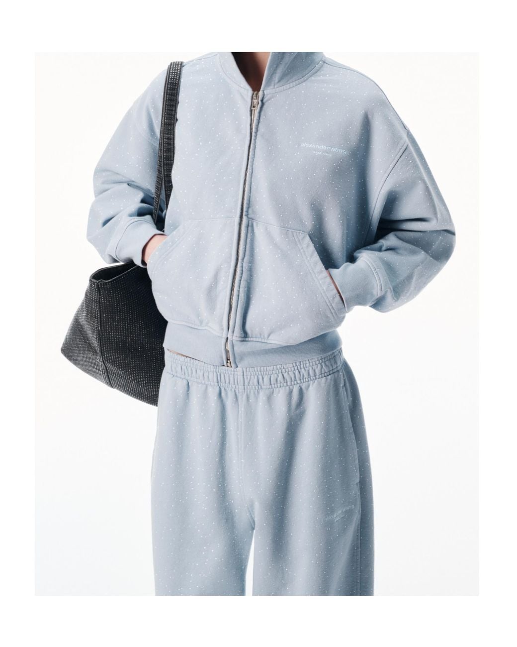 Alexander Wang Blue Embellished Zip-Up Hoodie