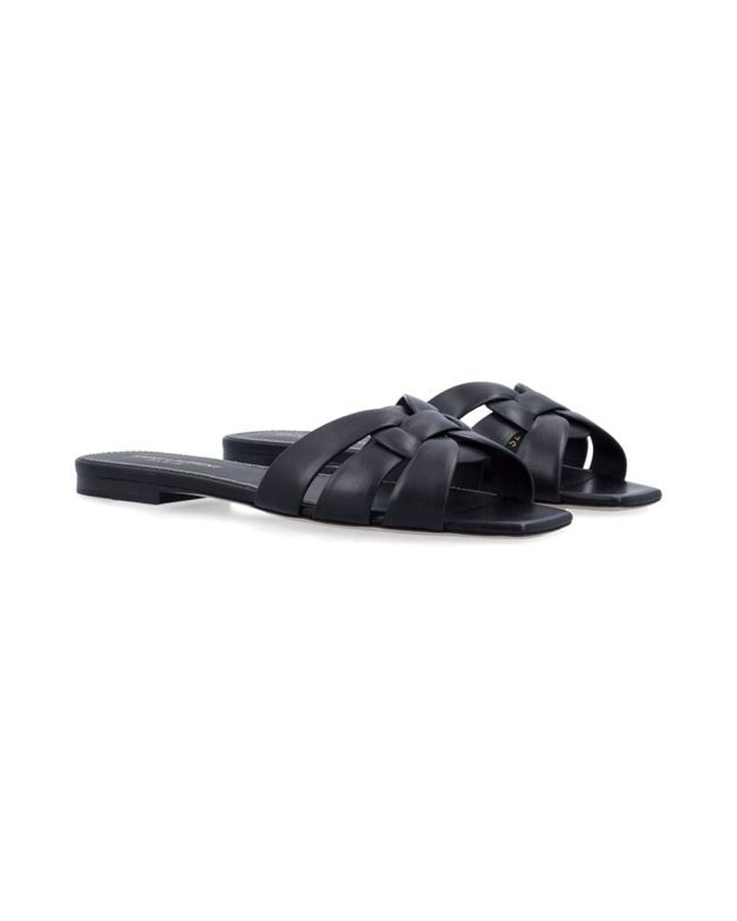 Saint Laurent Blue Tribute Slip-On Flat Sandals