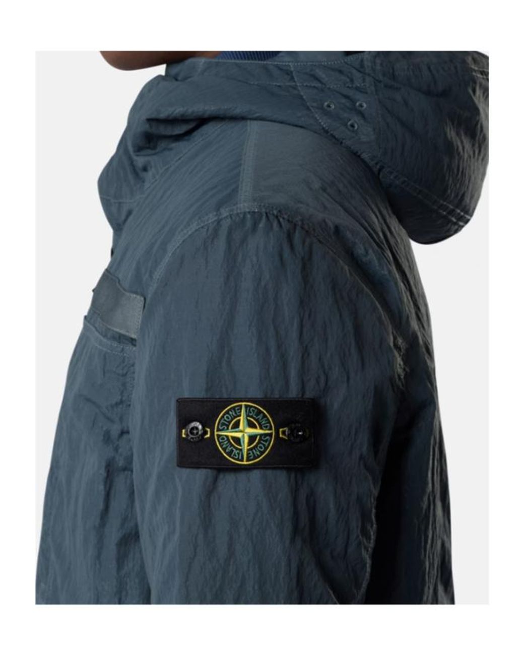 Stone Island Blue State Logo-Patch Hooded Jacket for men
