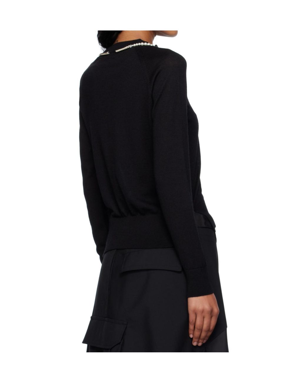 Simone Rocha Black Pearl Chain Bow Cardigan