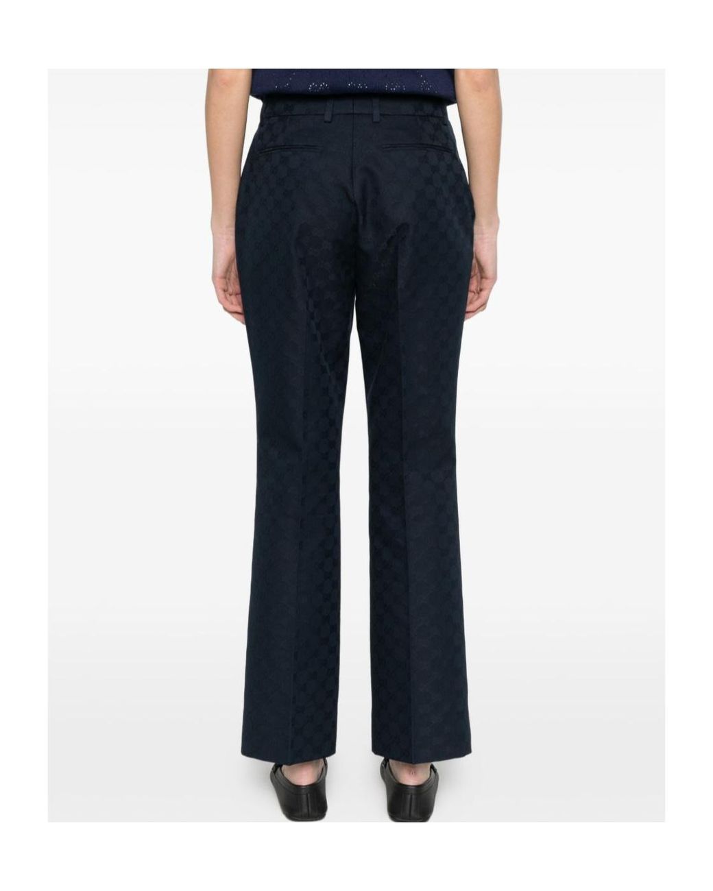 Gucci Blue Jacquard Tailored Trousers