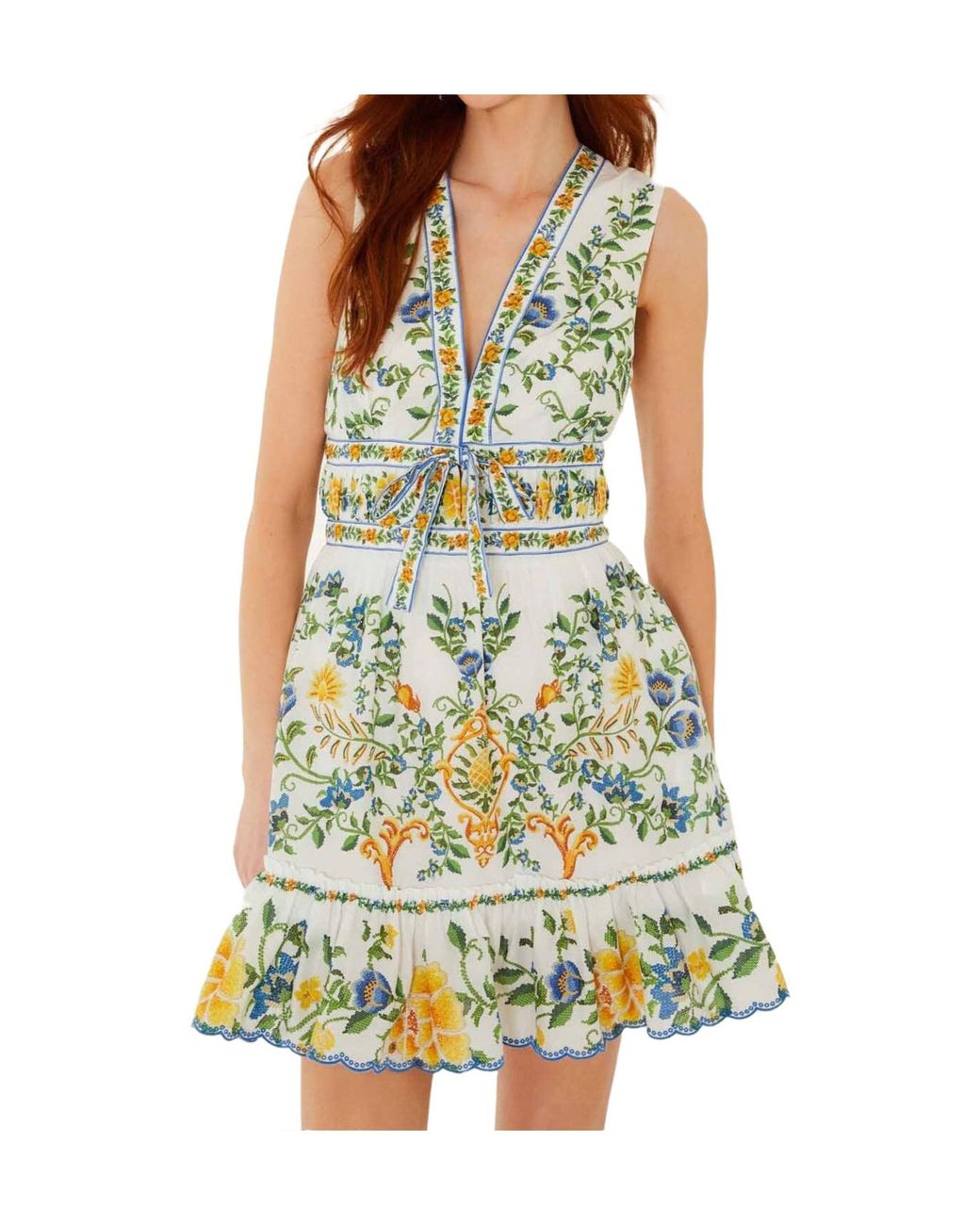Farm Rio Green Emily Floral Mini Dress