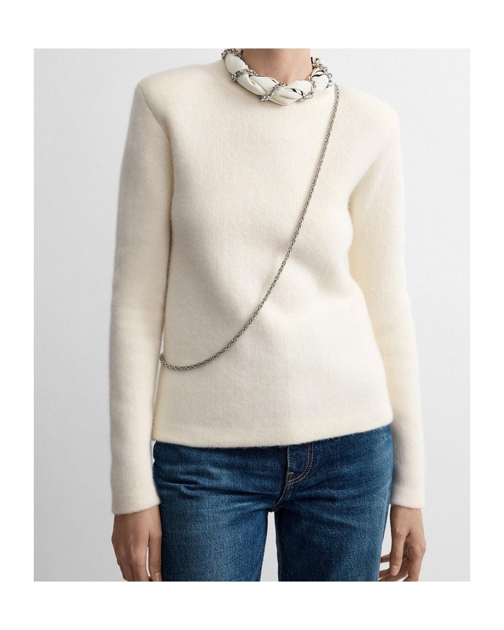 Totême White Crew-Neck Sweater