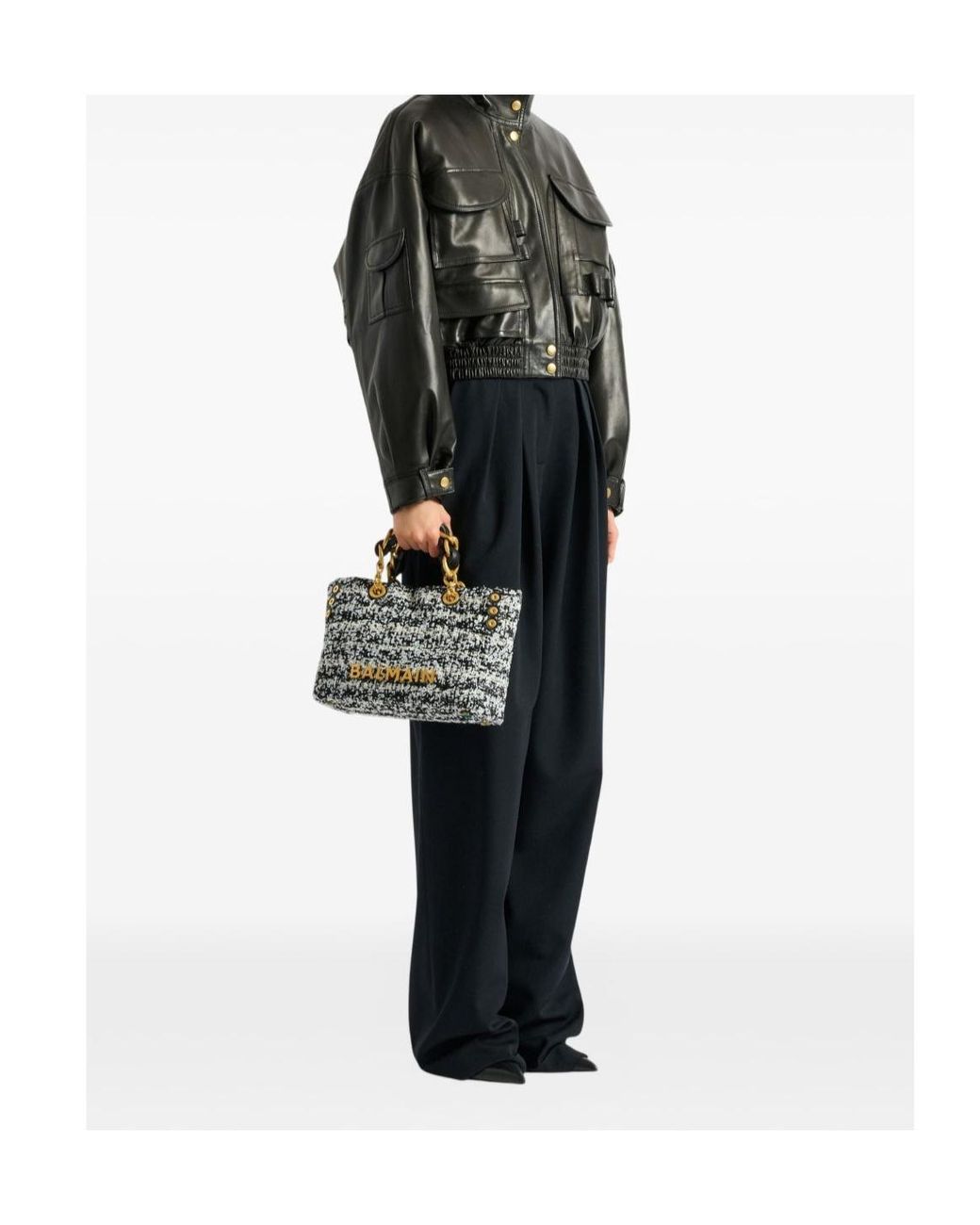 Balmain Black 1945 Soft Chain Shoulder Bag