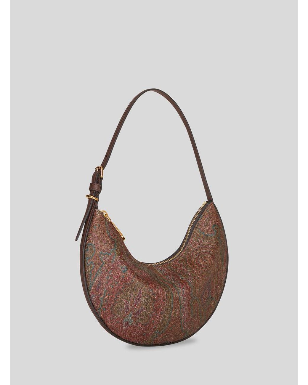 Etro Brown Paisley Printed Essential Small Hobo Bag