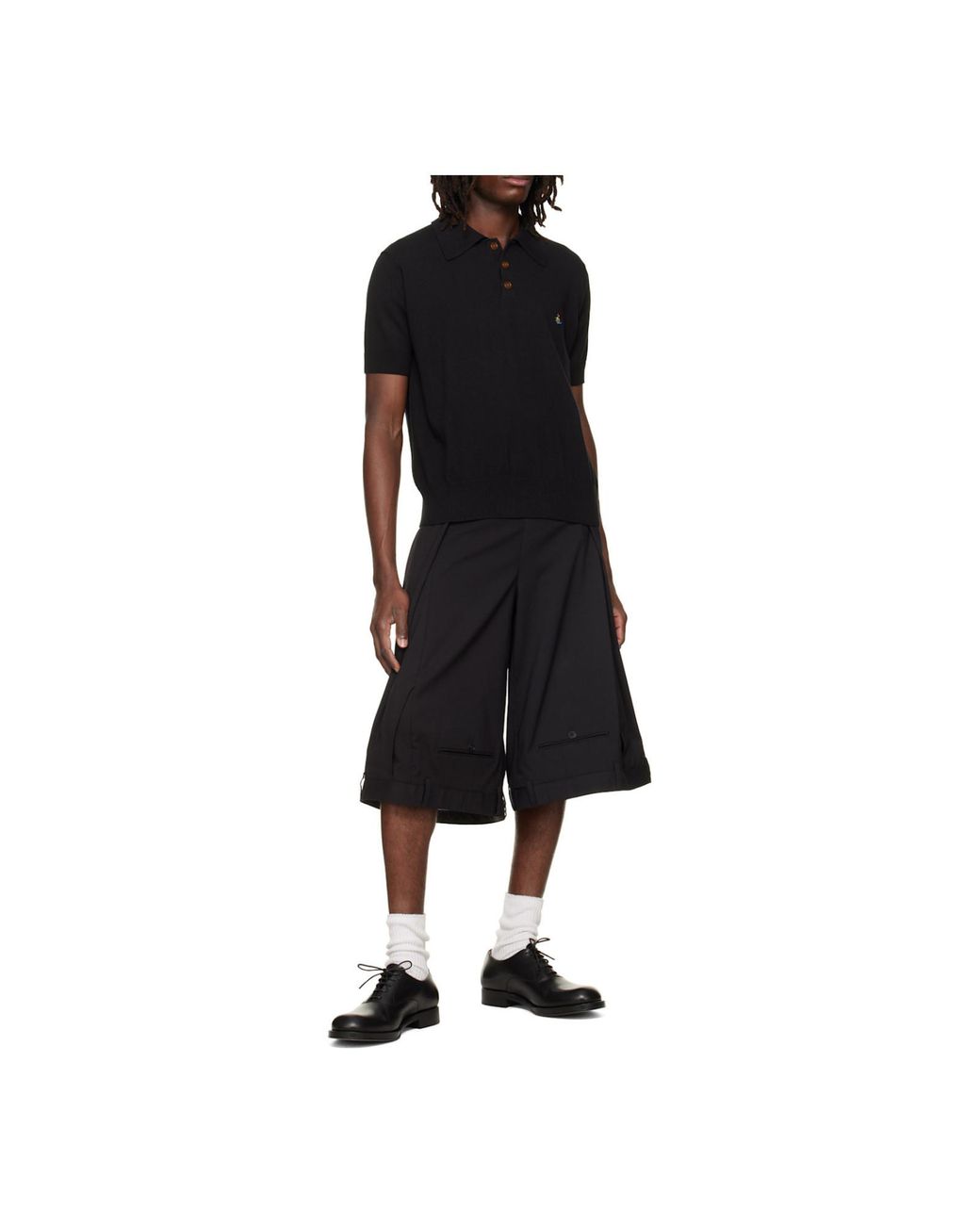 Vivienne Westwood Black Orb Embroidered Polo Shirt for men