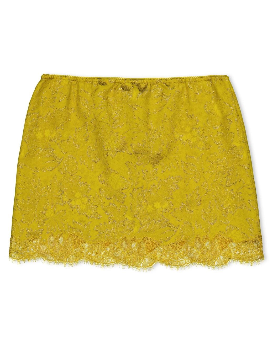 Saint Laurent Yellow Lace Mini Skirt