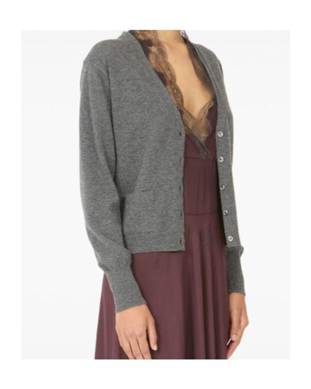 Maison Margiela Gray Long-Sleeved V-Neck Cardigan