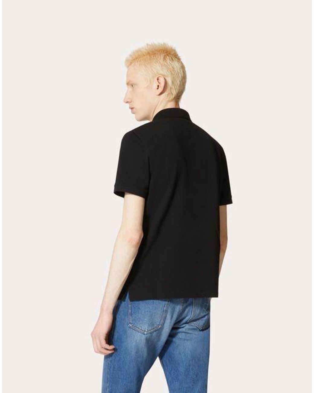 Valentino Black Vlogo Signature Short-Sleeved Polo Shirt for men