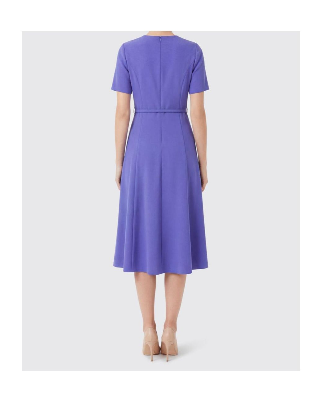 Carolina Herrera Blue Draped Belted Midi Dress