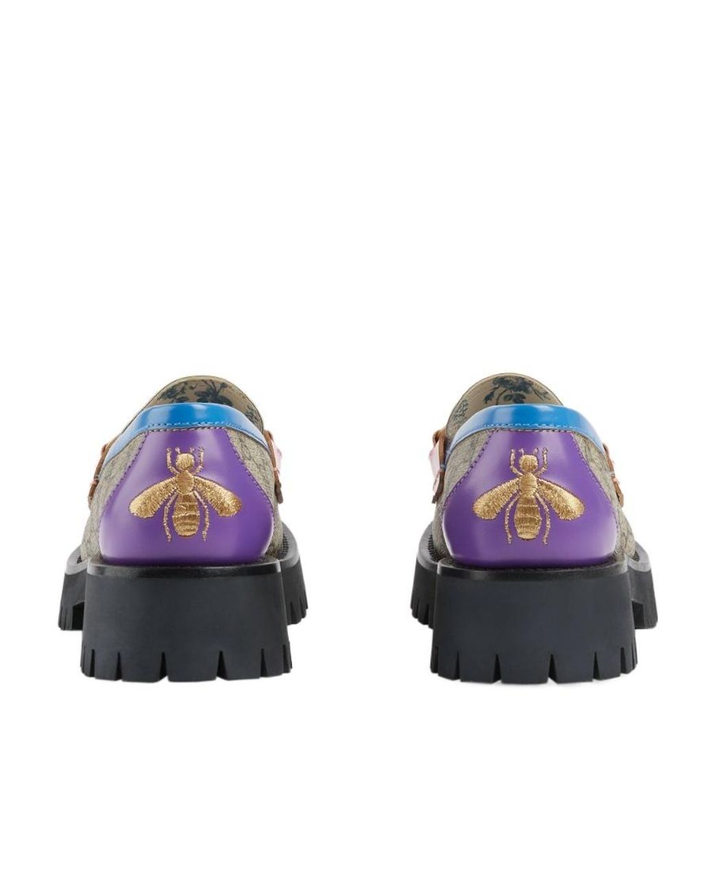 Gucci Blue Gg Canvas Colour-Block Loafers