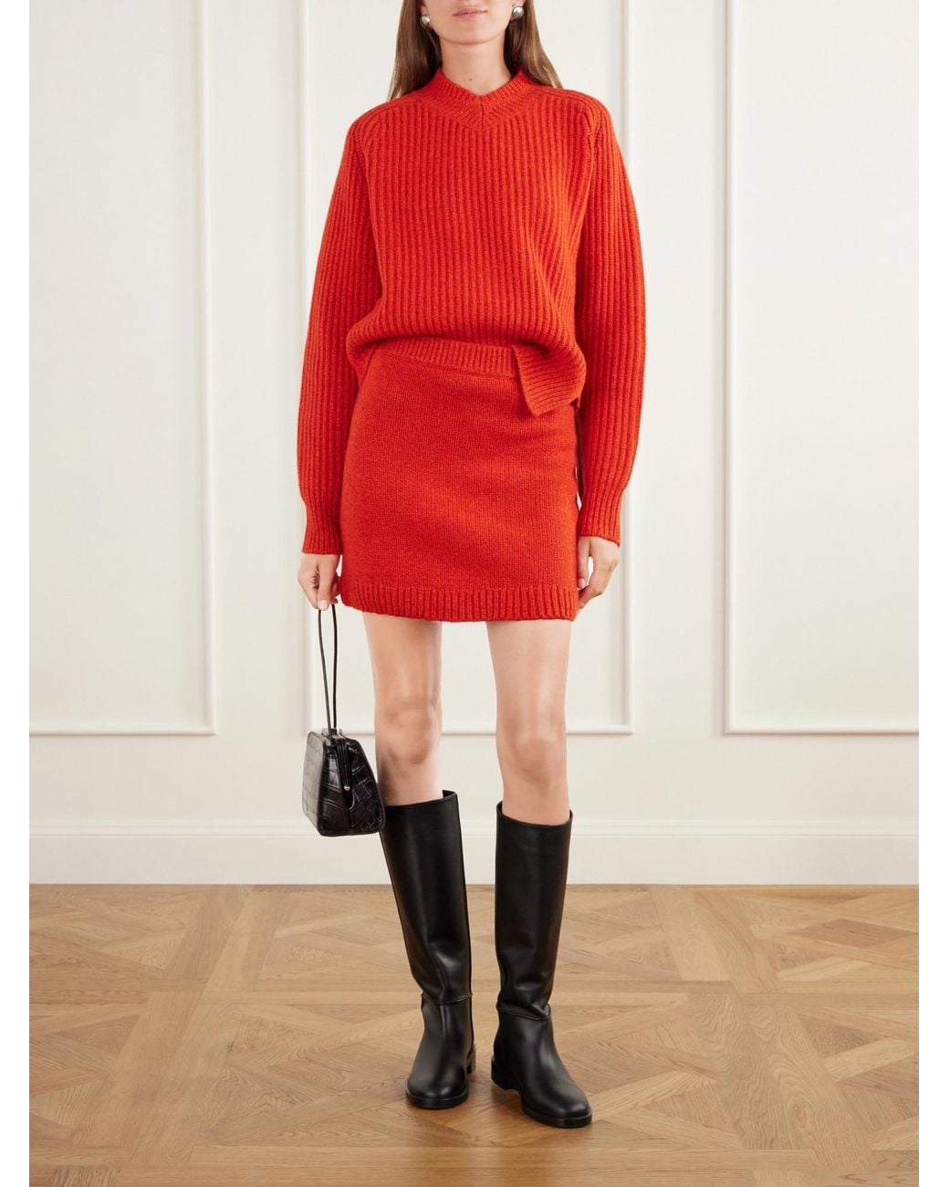 TOVE Red Wool Mini Skirt