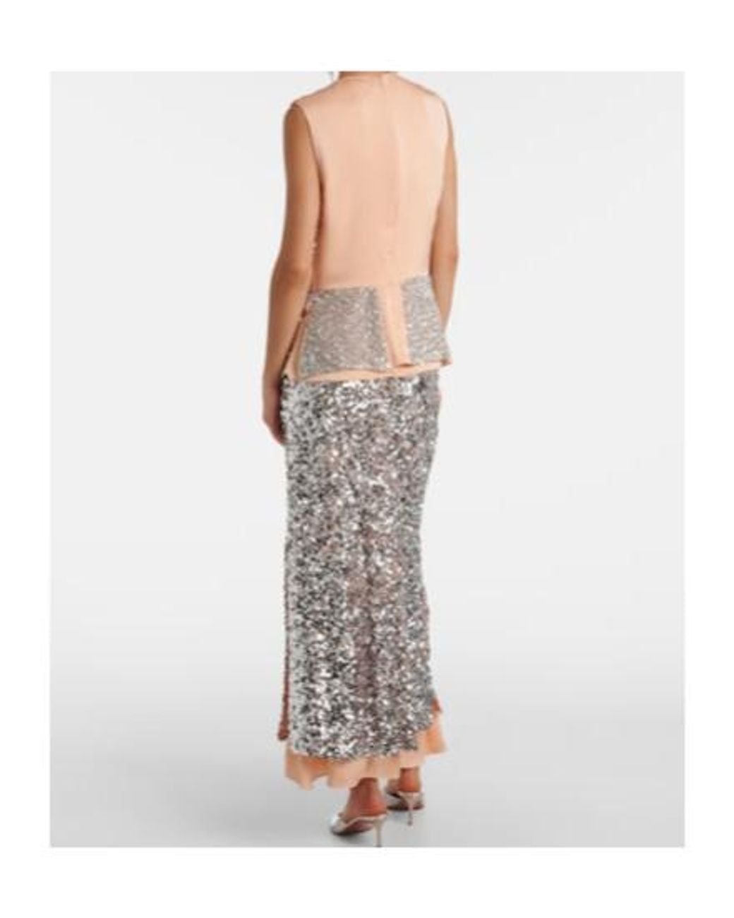 Rabanne Gray Sequined Jersey Top