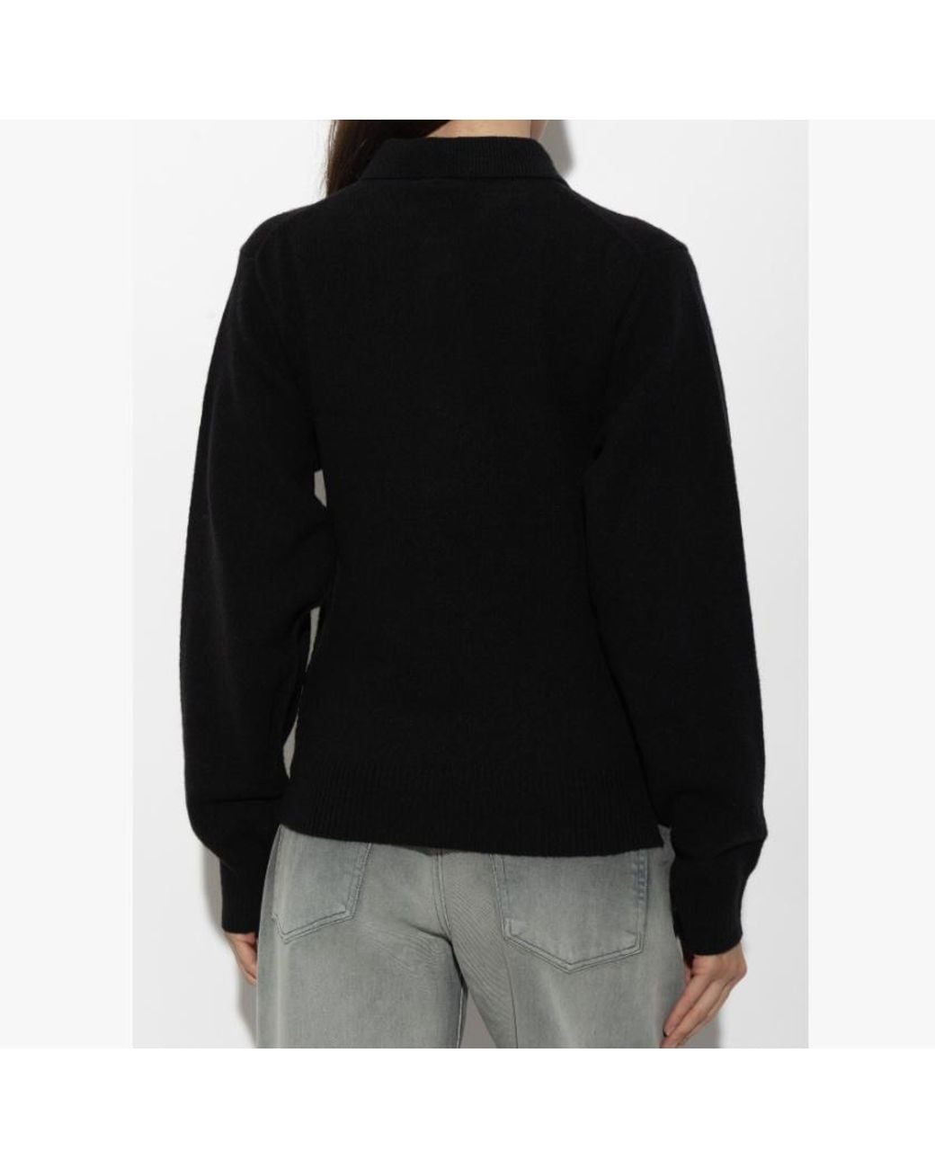 Haikure Black Long Sleeved Knitted Polo Top