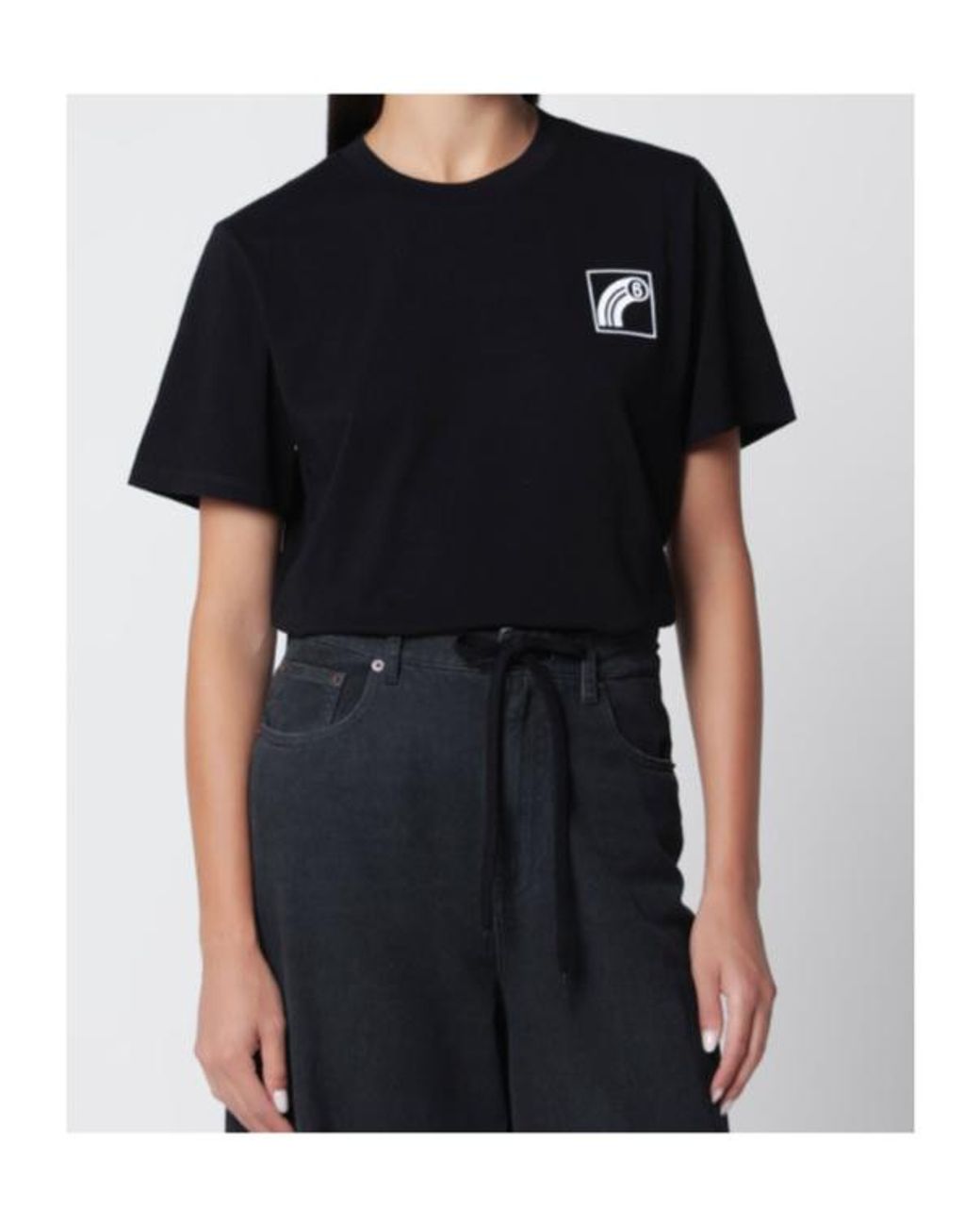 MM6 by Maison Margiela Black Logo-Print T-Shirt
