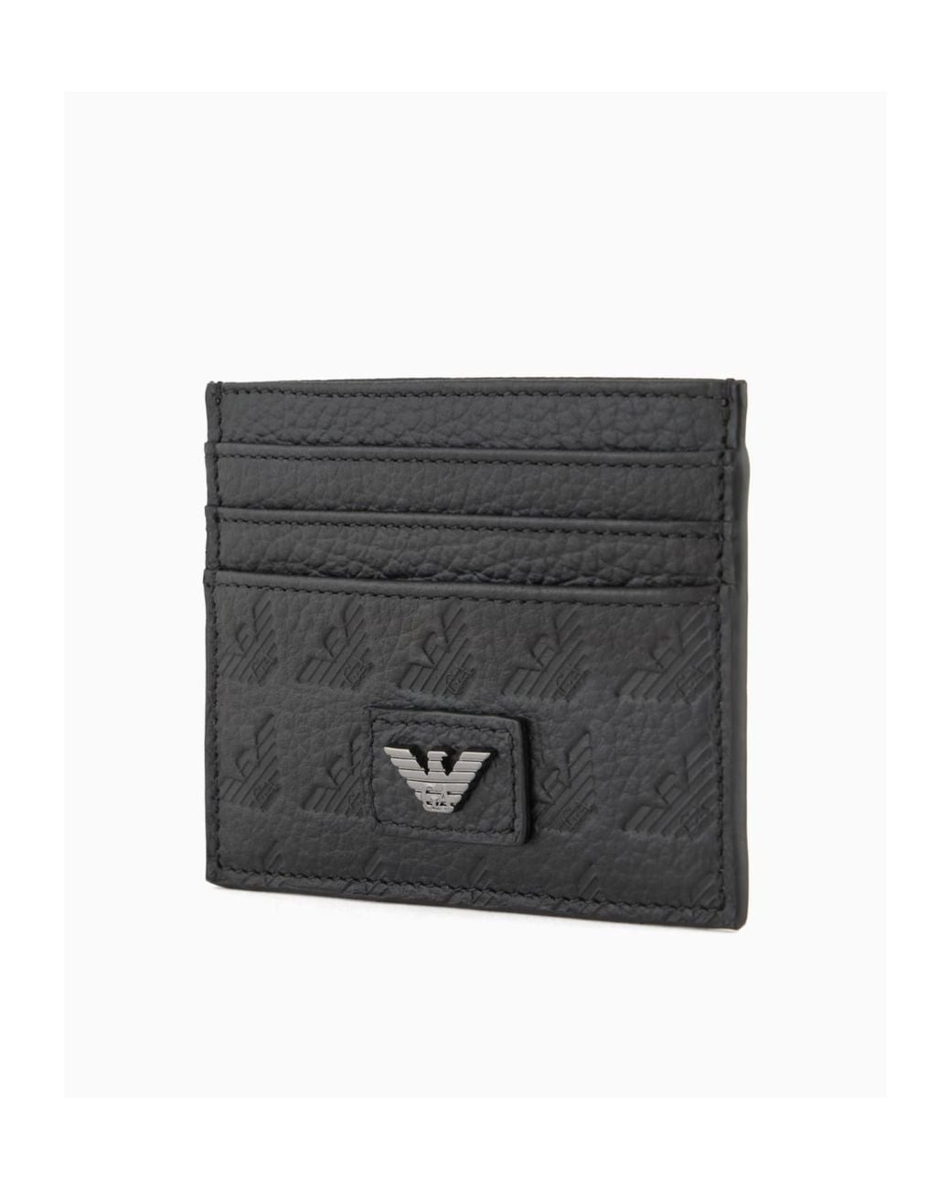 Emporio Armani Black Logo Plaque Card Holder for men