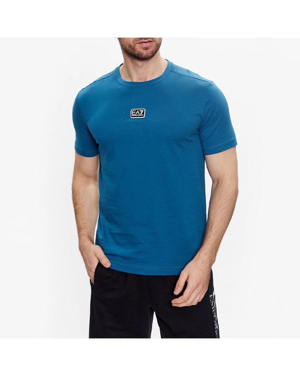 EA7 Blue Logo Short-Sleeved T-Shirt for men