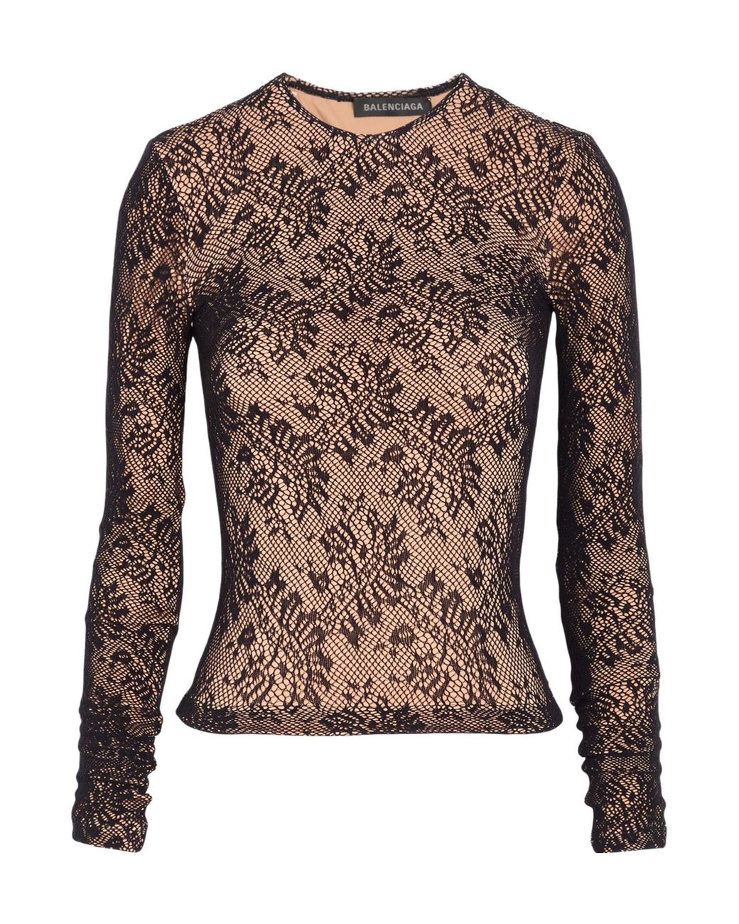 Balenciaga Brown Lace Long-Sleeve Top