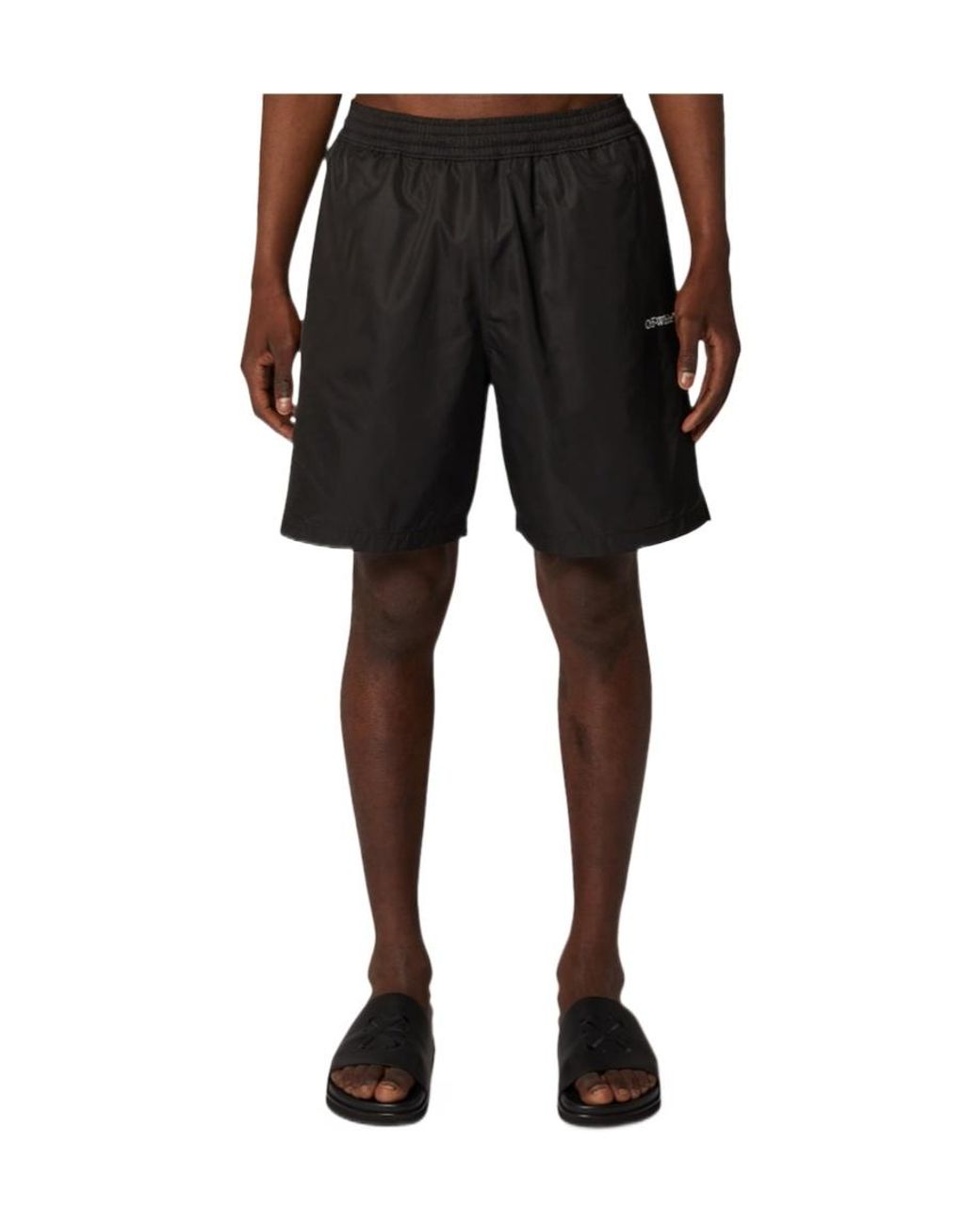 Off-White c/o Virgil Abloh Black Logo Printed Straight-Leg Swim Shorts for men