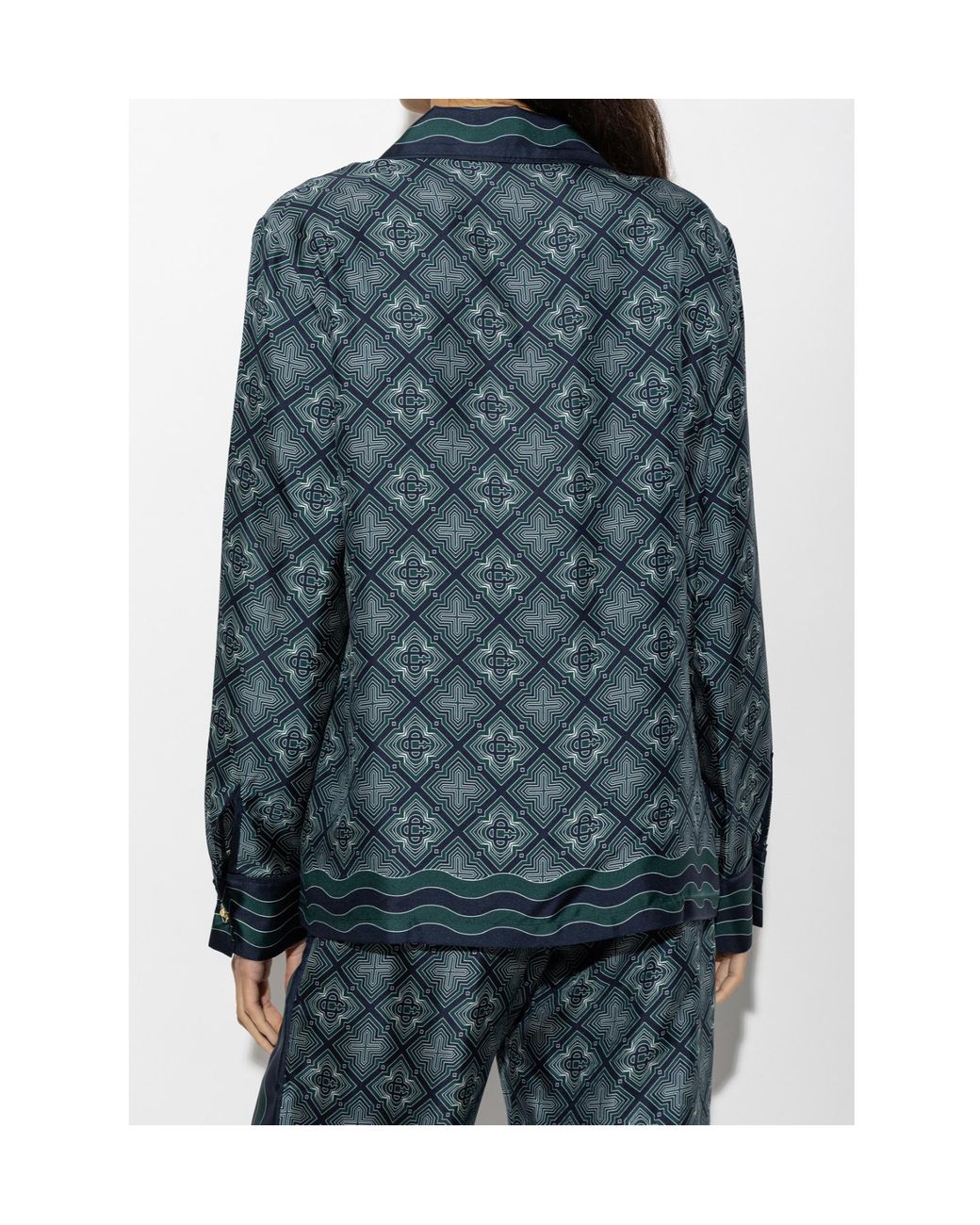 Casablanca Green Geometric Silk Pyjama Shirt