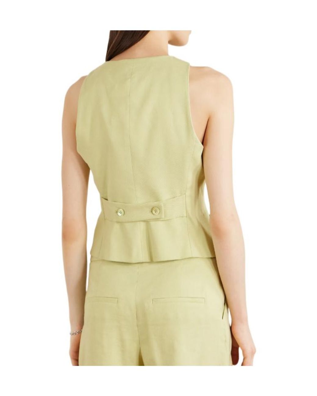 Veronica Beard Yellow Linen-Blend Twill Vest