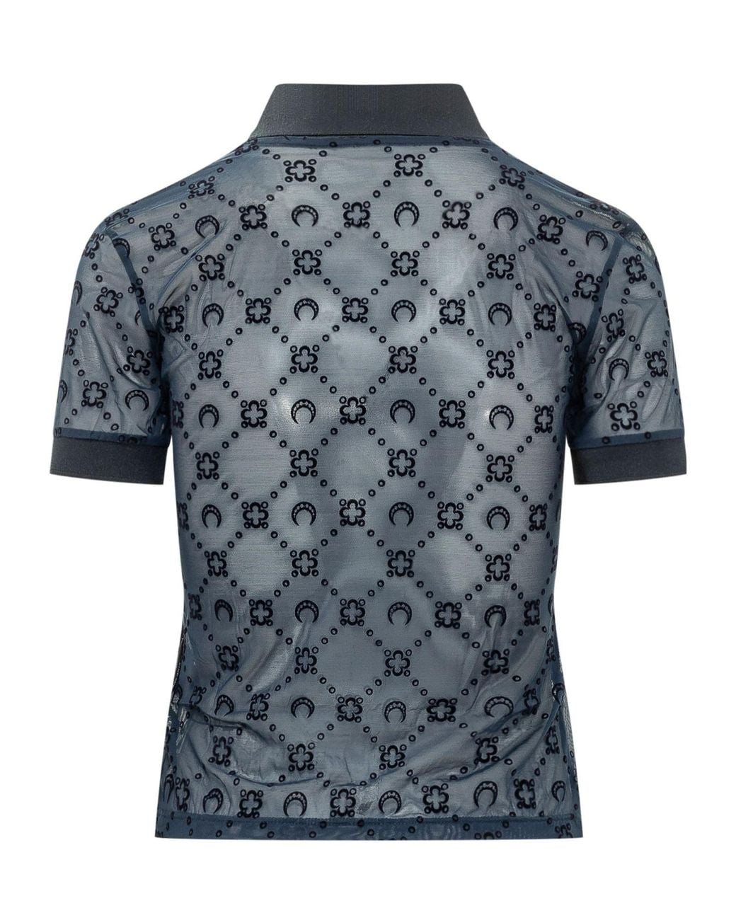 MARINE SERRE Black Embellished Shirt Collar Polo