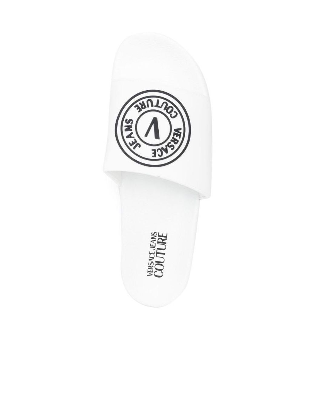 Versace Jeans White Logo-Print Flat Slides for men