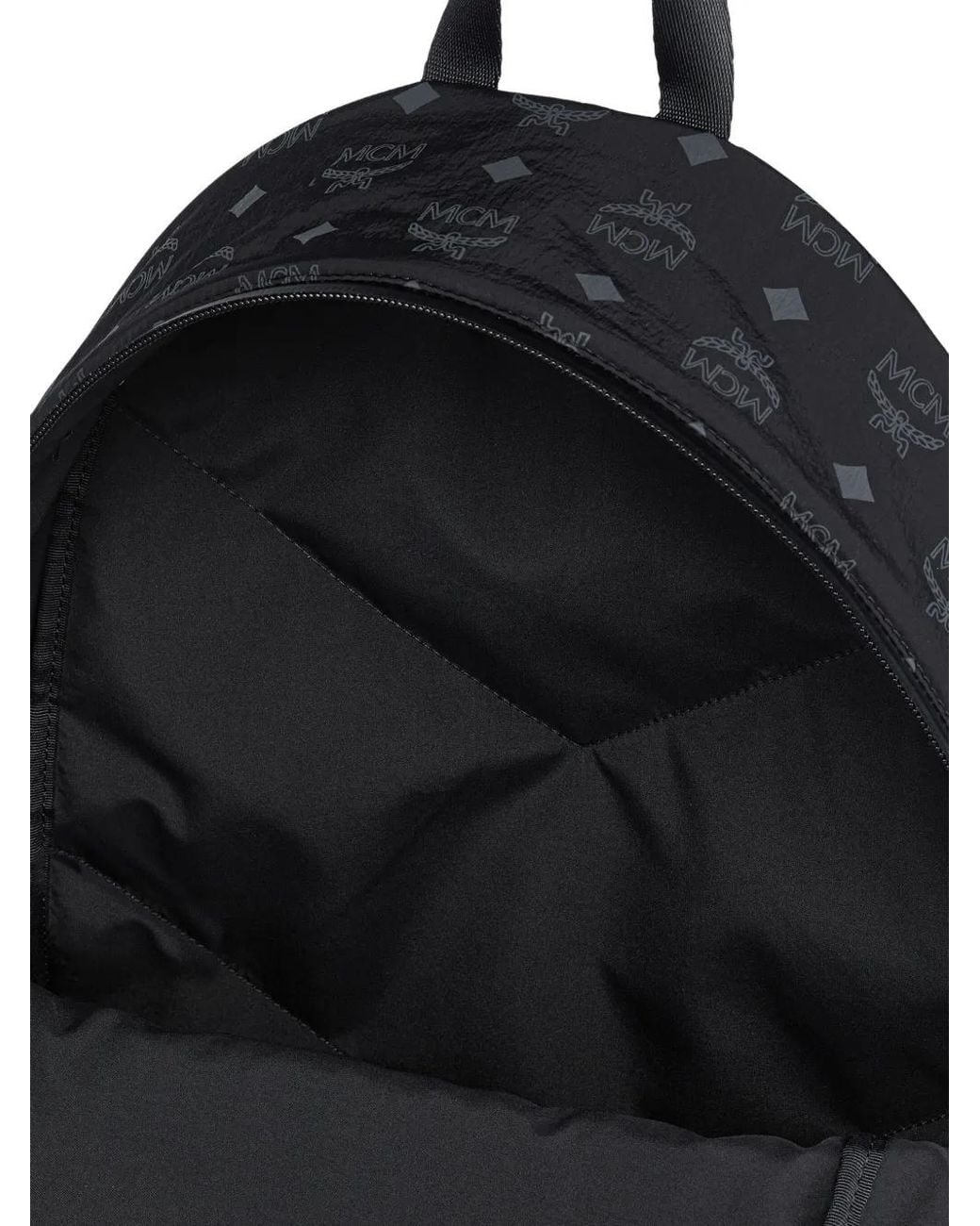 MCM Black Stark Monogram-Pattern Packable Backpack for men