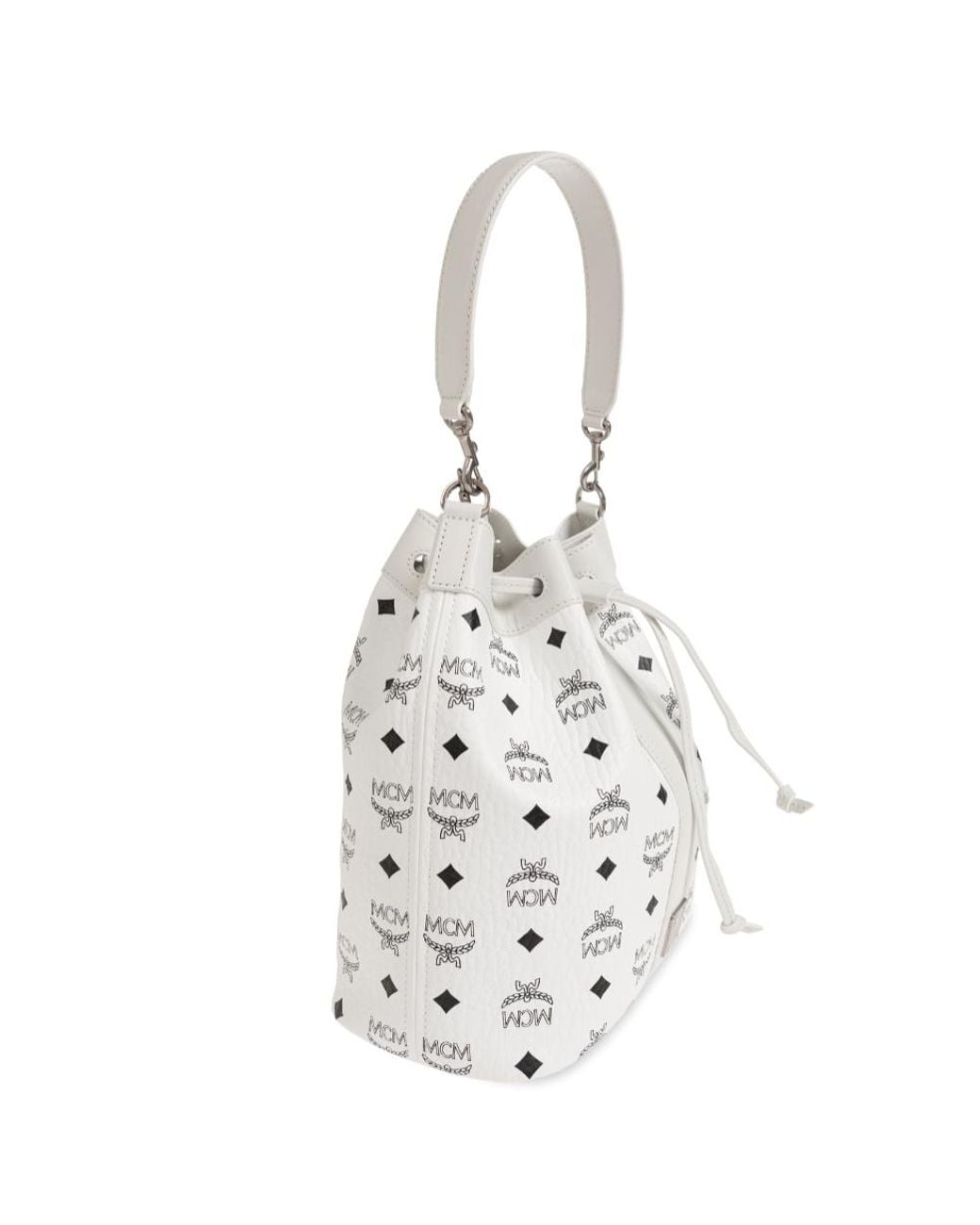MCM White Drawstring Shoulder Bag