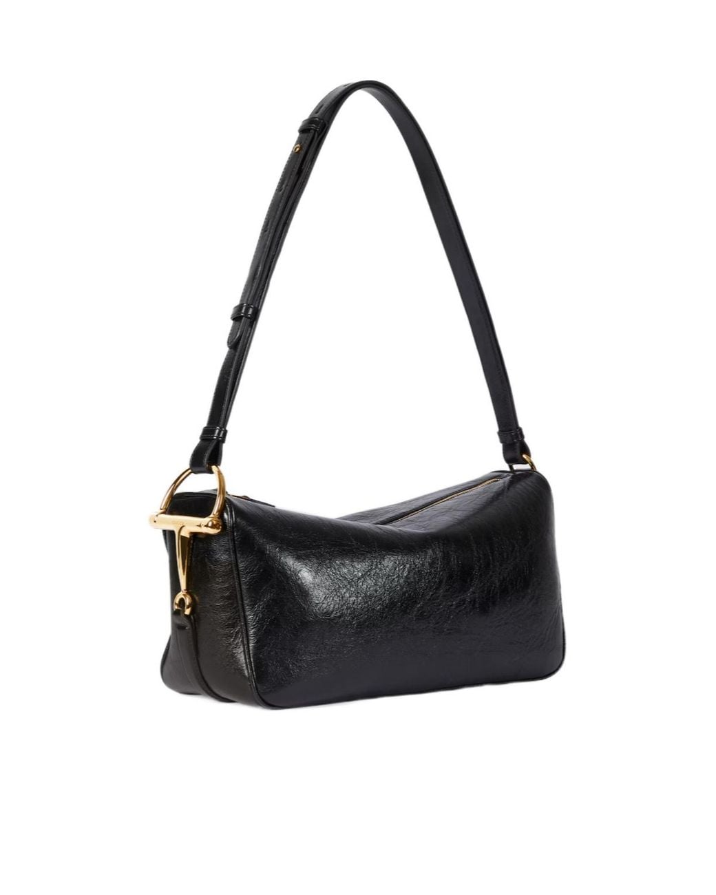 Gucci Black Half Horsebit Medium Shoulder Bag, Leather